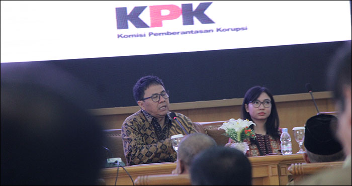 Koordinator Wilayah VII KPK Nana Mulyana tampil sebagai narasumber memaparkan materi berjudul Upaya Pencegahan Korupsi di Pemerintahan Daerah