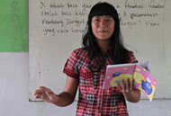 Salah seorang pelajar SMAN 1 Kembang Janggut menceritakan kisahnya melalui kegiatan SCM di sekolah tersebut