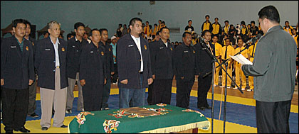 Suasana pelantikan Pengcab Taekwondo Indonesia Kukar periode 2005-2010 oleh Ketua Umum Pengprov TI Kaltim H Andi Harun ST di Tenggarong tadi pagi